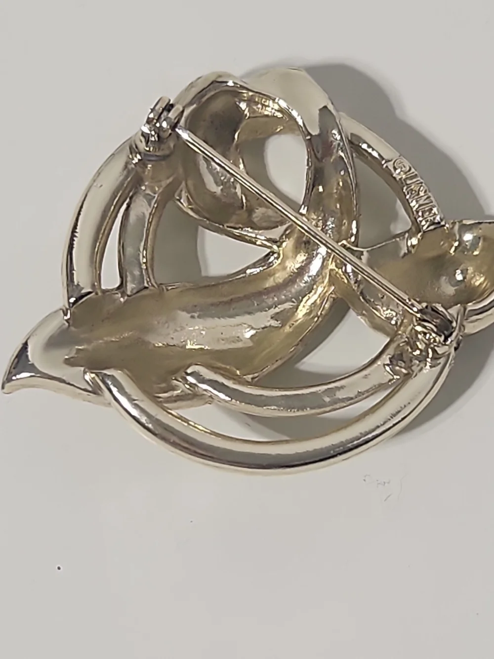 Polished Silver-Tone Sculpted Leaf Brooch - Women Jewelry